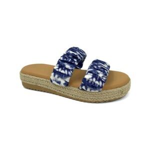 Bamboo Navy Tie-Dye Superb Double-Strap Platform Slide Sandal Size 6 New With Bo